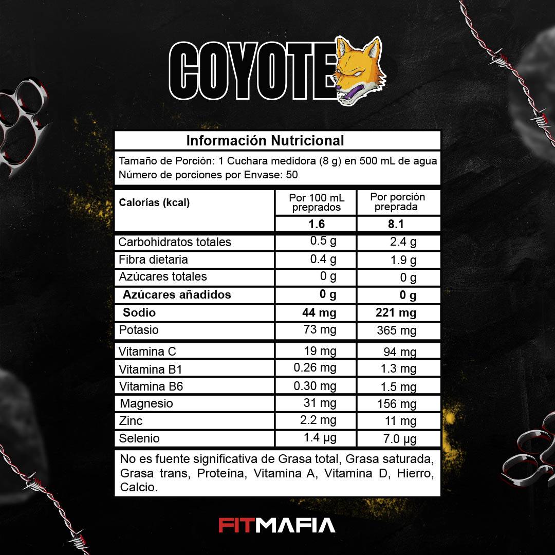Tabla Nutricional Coyote Fitmafia