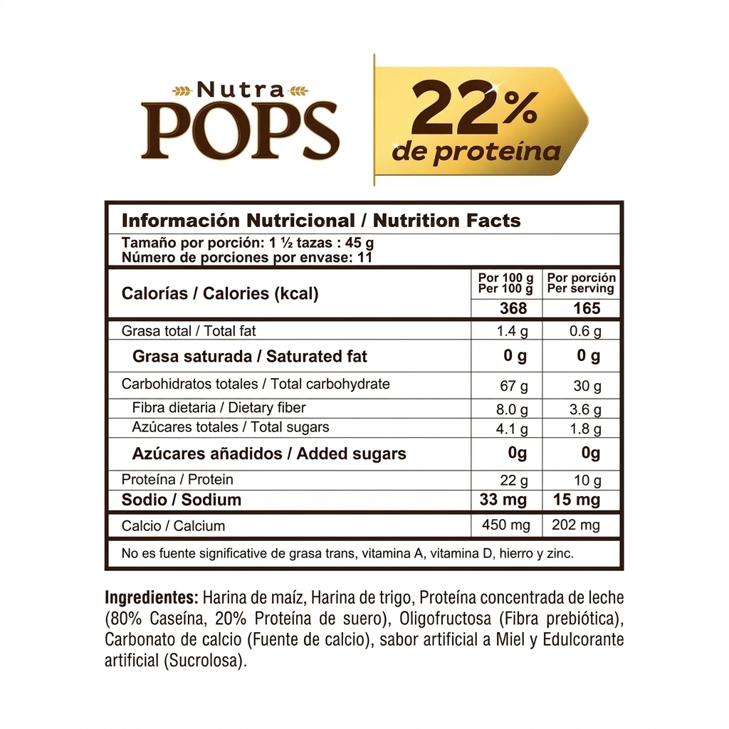 Tabla Nutricional Nutra Pops